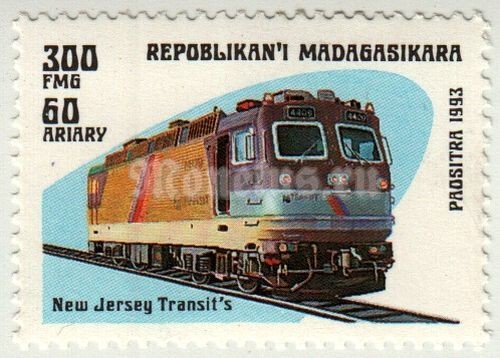 марка Мадагаскар 300 франков "Нью-Джерси Транзит" 1993 год