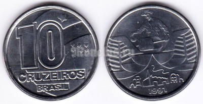 монета Бразилия 10 крузейро 1991 год