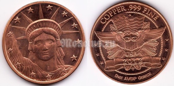 жетон COPPER США 2012 год статуя Свободы