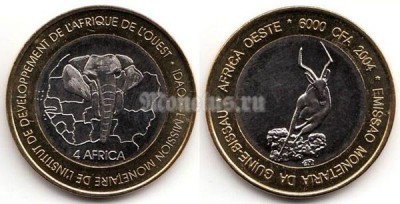 Монета Гвинея Биссау 4 африка/6000 франков 2004 год - Газель