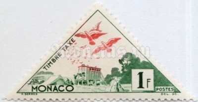 марка Монако 1 франк "Homing pigeons" 1954 год