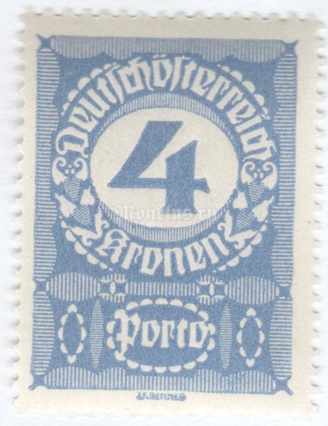 марка Австрия 4 кроны "Digit in circle" 1921 год