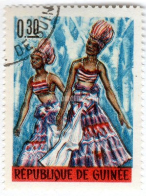 марка Гвинея 0,30 франка "Dance of young girls" 1966 год Гашение