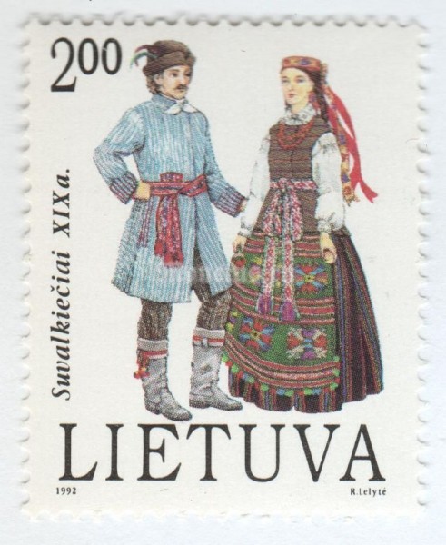марка Литва 2 талонас "Suvalkija couple" 1992 год