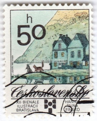 марка Чехословакия 50 геллер "Illustration by Hannu Taina, Finland" 1989 год Гашение