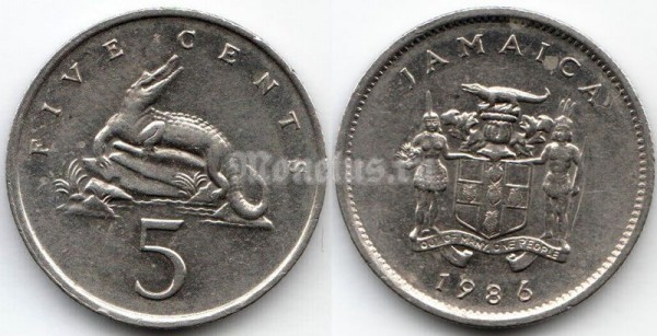 монета Ямайка 5 центов 1986 год