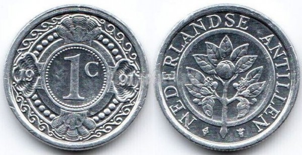 монета Нидерландские Антиллы 1 цент 1991 год