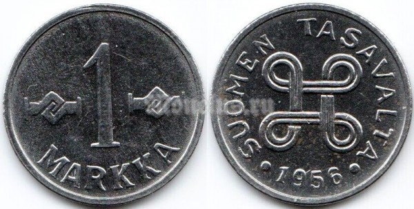монета Финляндия 1 марка 1956 год