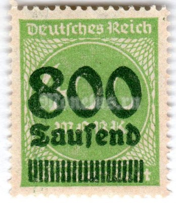 марка Немецкий Рейх 800000 рейхсмарок "Surch with new value in Tausend or Millionen (marks)" 1923 год