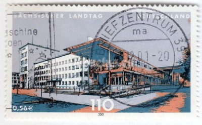 марка ФРГ 110 пфенниг "State diet of of Saxony, Dresden" 2001 год Гашение