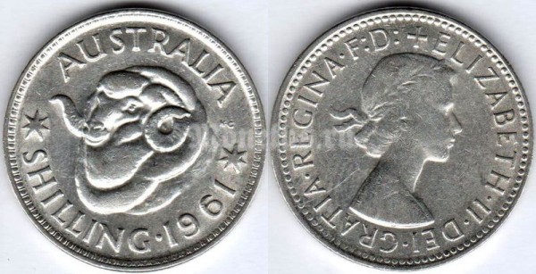 монета Австралия 1 шиллинг 1961 год