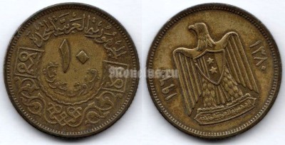монета Сирия 10 пиастров 1960 год