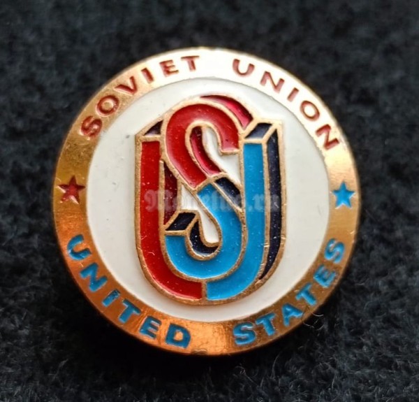 Значок Soviet Union United States Вымпел США золотистый