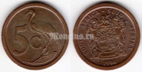 монета ЮАР 5 центов 1994 год