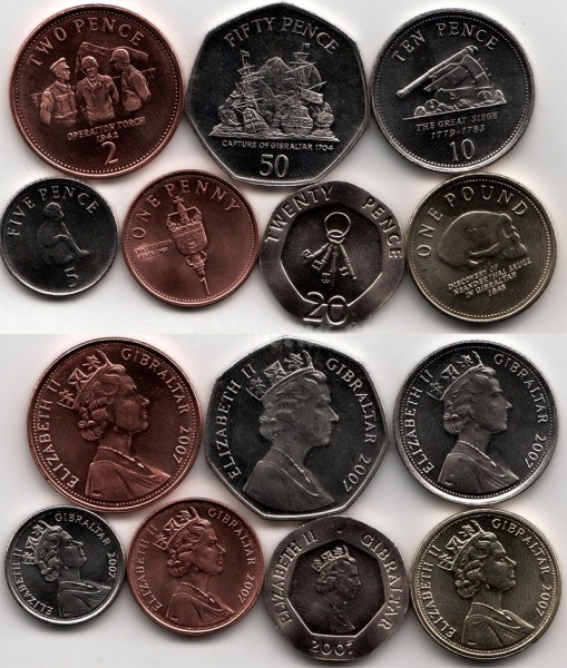 Гибралтар набор из 7-ми монет 2007 год