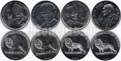 Конго набор из 4 монет 2004 год