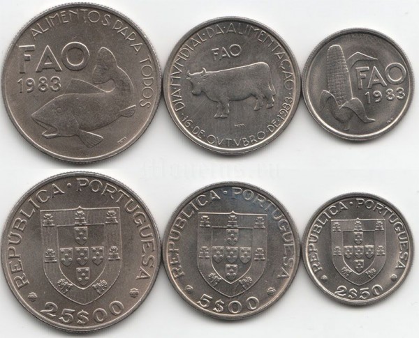 Португалия набор из 3-х монет 1983 год FAO