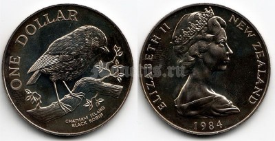 Новая Зеландия 1 доллар 1984 год BLACK ROBIN