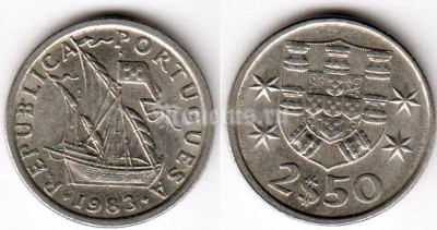 монета Португалия 2.5 эскудо 1983 год