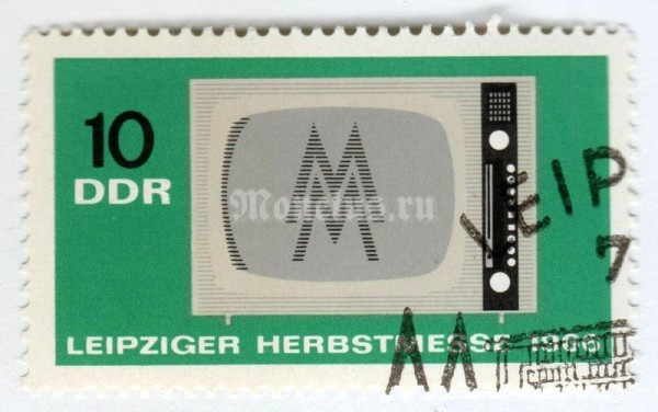 марка ГДР 10 пфенниг "TV" 1966 год Гашение