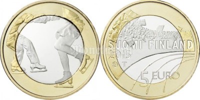 монета Финляндия 5 евро 2015 год Фигурное катание