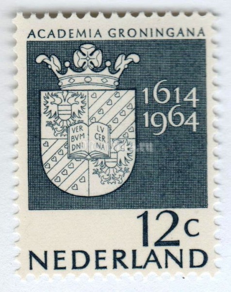 марка Нидерланды 12 центов "Coat of Arms of Groningen University" 1964 год