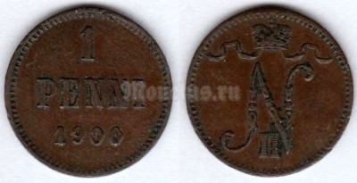 Монета Русская Финляндия 1 пенни 1900 год