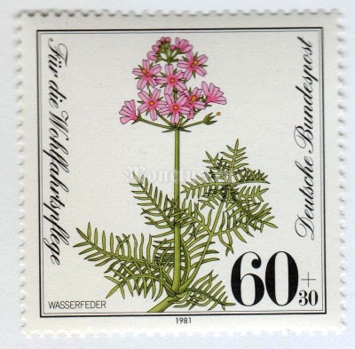 марка ФРГ 60+30 пфенниг "Water gillyflower : Water violet" 1981 год