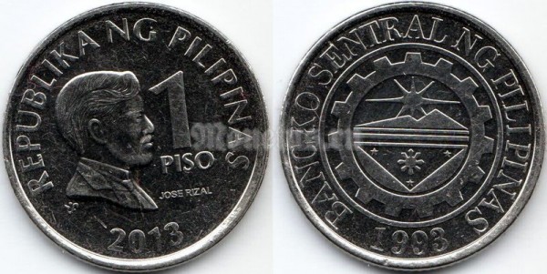 монета Филиппины 1 писо 2013 год