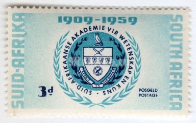 марка Южная Африка 3 пенни "Pretoria: Academy of Arts and Sciences" 1959 год