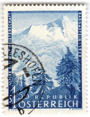 марка Австрия 1,50 шиллинга ""Graukogel" mountain with routings" 1958 год Гашение