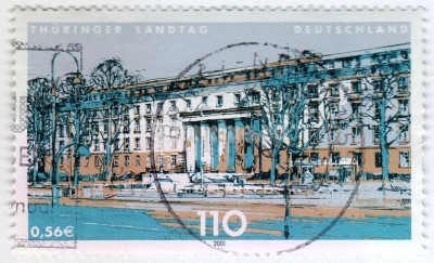 марка ФРГ 110 пфенниг "State diet of Thuringia, Erfurt" 2001 год Гашение