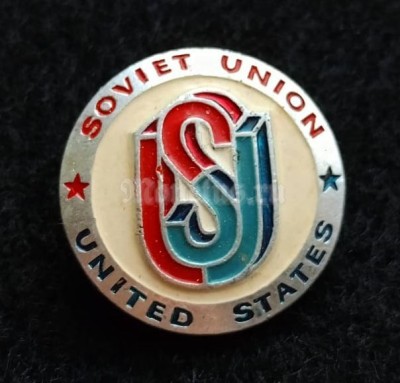 Значок Soviet Union United States Вымпел США серебристый