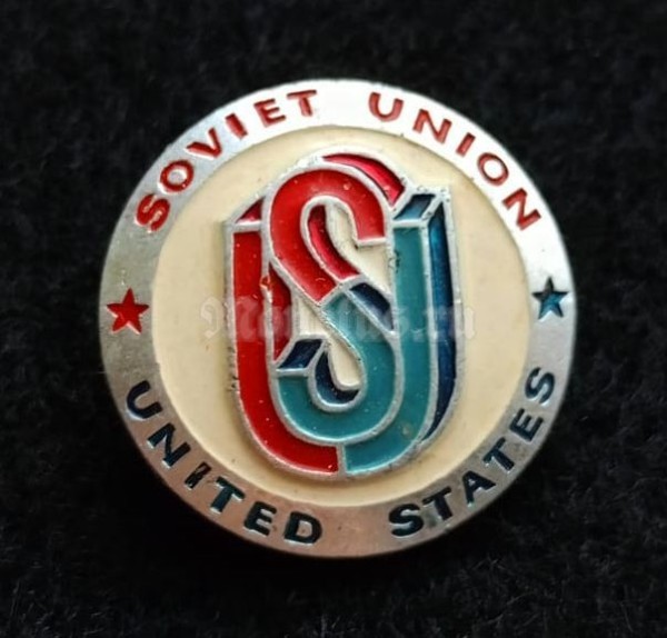 Значок Soviet Union United States Вымпел США серебристый