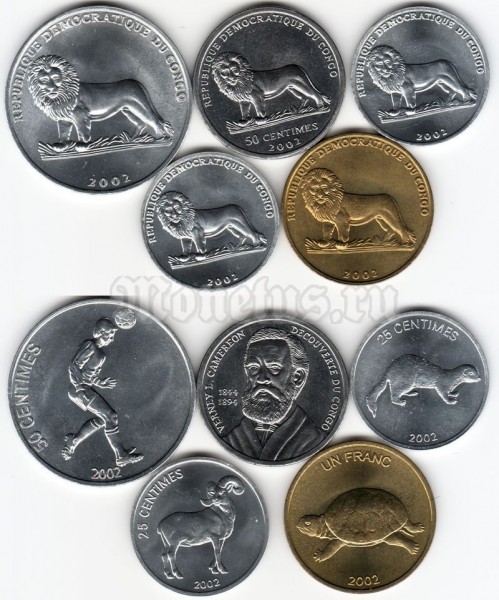 Конго набор из 5-ти монет 2002 год