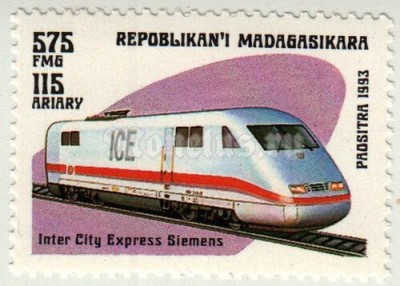 марка Мадагаскар 575 франков "Сименс Интер Сити экспресс" 1993 год