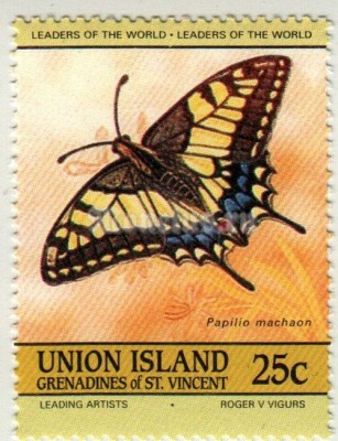 марка Острова Сент-Винсент и Гренады 25 центов "Swallowtail (Papilio machaon)" 1985 год