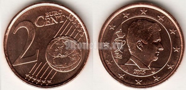 монета Бельгия 2 евро цента 2008 год