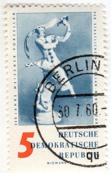 марка ГДР 5 пфенниг "Mask Dancers" 1960 год Гашение
