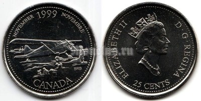 Монета Канада 25 центов 1999 год Серия Миллениум - Ноябрь 1999, Авиасообщение с севером