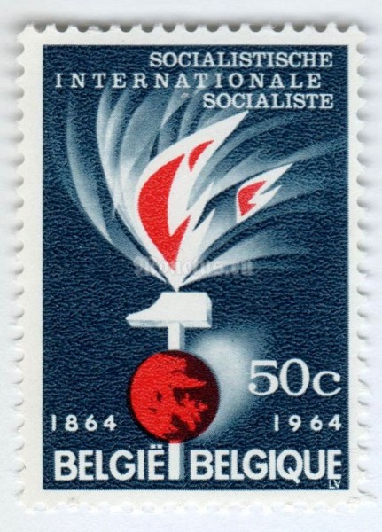 марка Бельгия 50 сентим "Centennial of the Socialist International" 1964 год