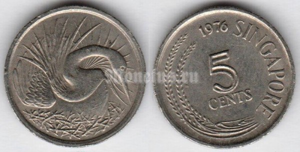 монета Сингапур 5 центов 1976 год