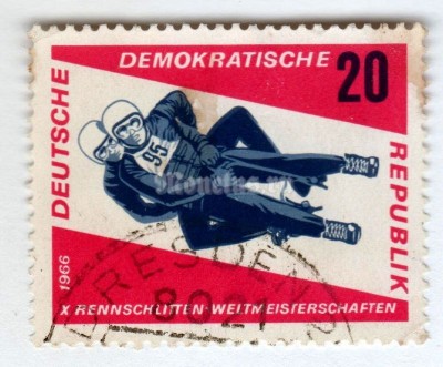 марка ГДР 20 пфенниг "Double" 1966 год Гашение