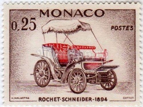 марка Монако 0,25 франка "Rochet-Schneider 1894" 1961 год