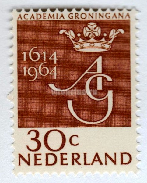 марка Нидерланды 30 центов "Crown & monogramm" 1964 год