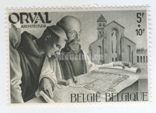 марка Бельгия 5+10 франка "Orval" 1941 год