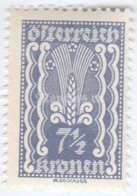 марка Австрия 7 1/2 крон "Symbolism: ear of corn" 1922 год