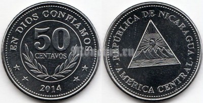монета Никарагуа 50 сентаво 2014 год