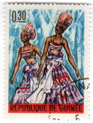 марка Гвинея 0,30 франка "Dance of young girls**" 1966 год Гашение