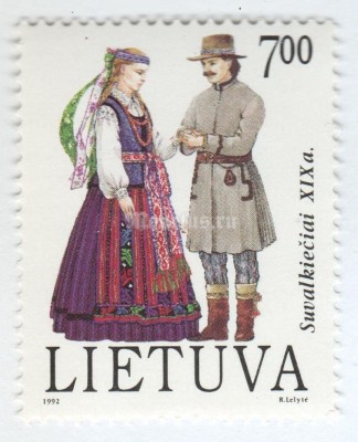 марка Литва 7 талонас "Costumes of Suvalkija" 1992 год